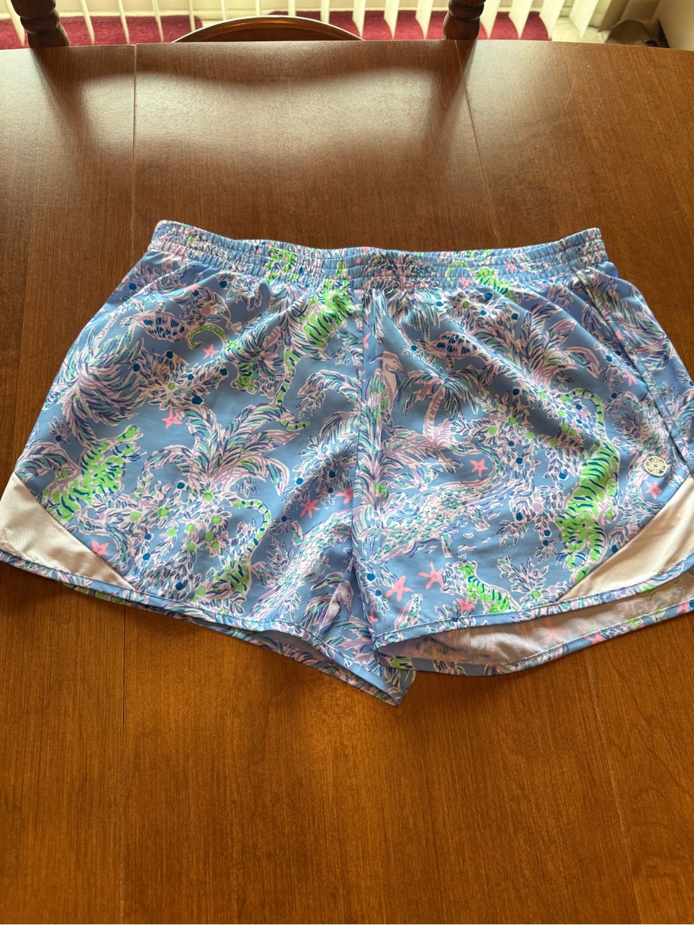 Women’s Blue Tropical Print Running Shorts